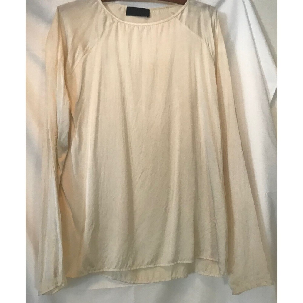 Nili Lotan Raglan Sleeve 100% Silk Oversized Cream Peasant Blouse - flawed